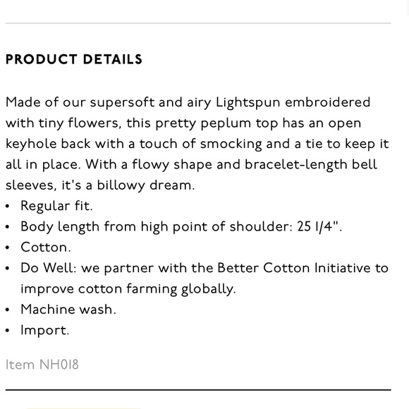 Madewell Embroidered Lightspun Peplum Open-Back Top Sz-Lrg - Picture 13 of 13